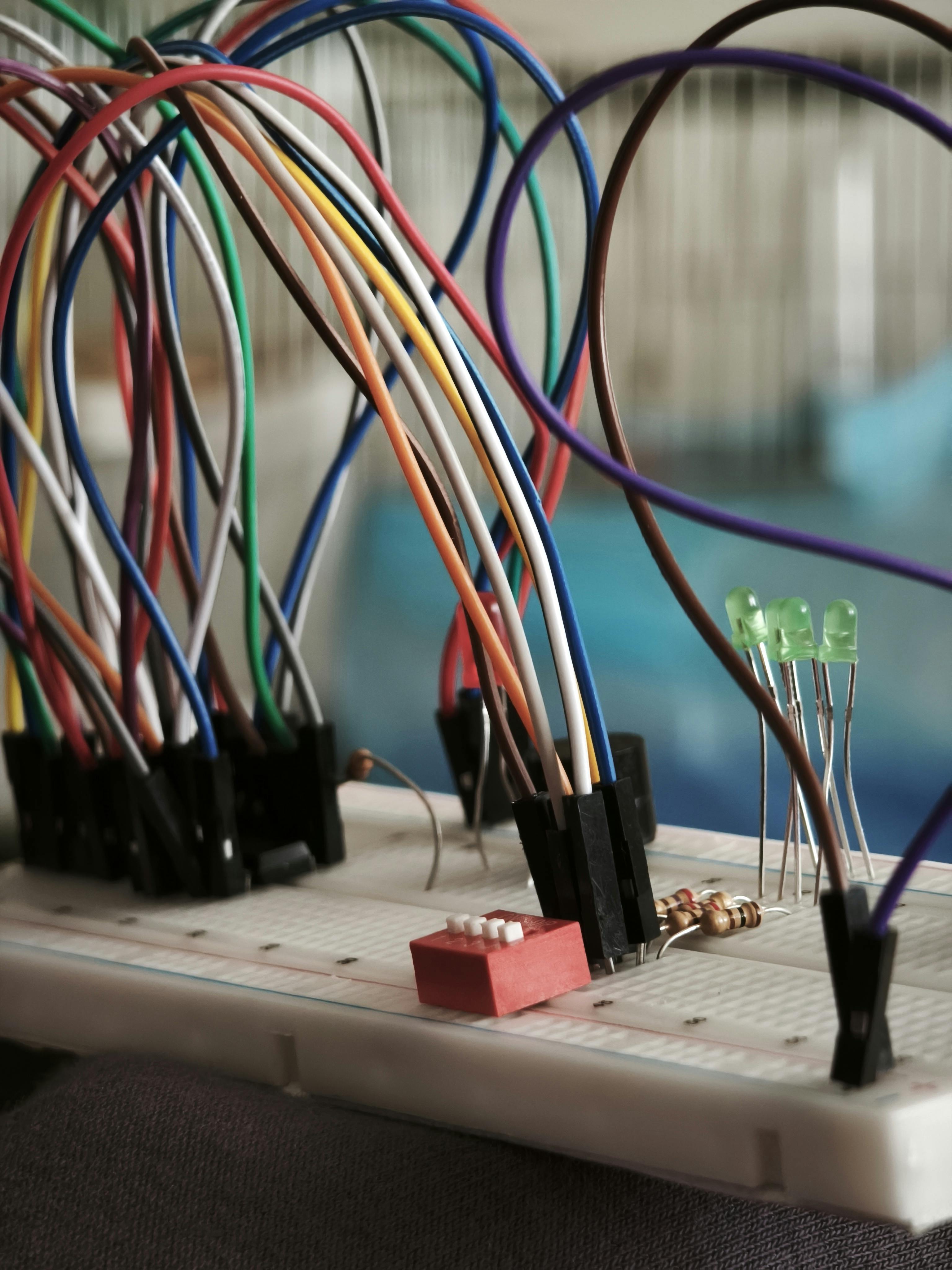 Breadboard wiring and LED prototype